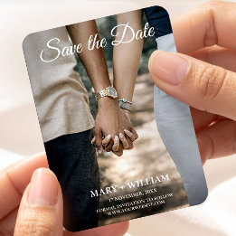 Minimalistisch Elegantes Couple Foto Save the Date Magnet