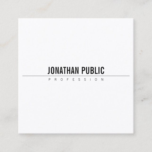 Minimalistisch Elegantes Design Modernes B&W Schli Quadratische Visitenkarte (Vorderseite)