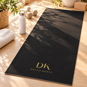 Minimalistisch Elegantes Monogramm Schwarz Gold St Yogamatte
