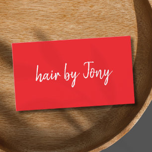Minimalistisch Elegantes Rot-Weiß-Friseur Visitenkarte
