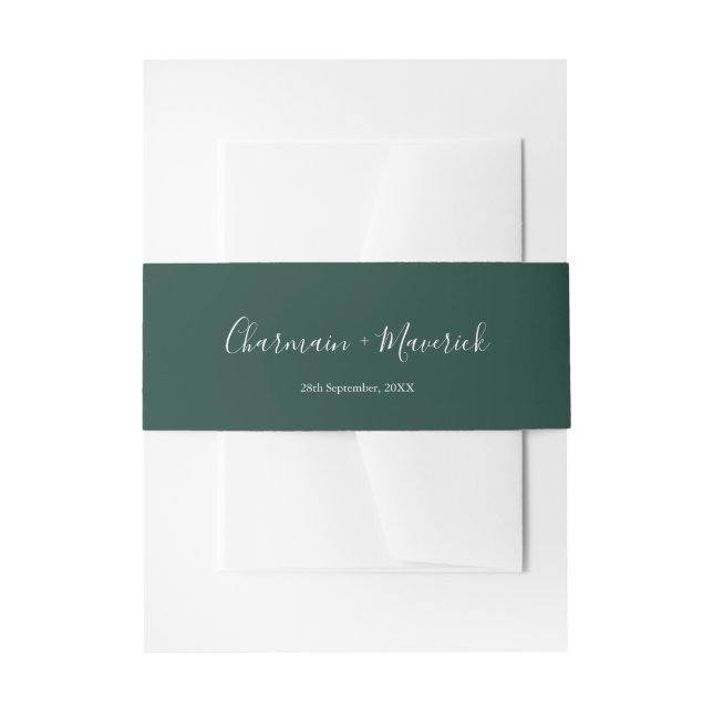 Minimalistisch Emerald Emerald Green Wedding Einladungsbanderole (Vorderseite Beispiel)
