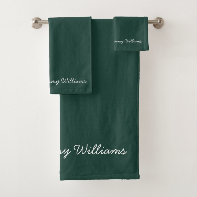 Minimalistisch Emerald Green Beruflich Simple Badhandtuch Set (Insitu)