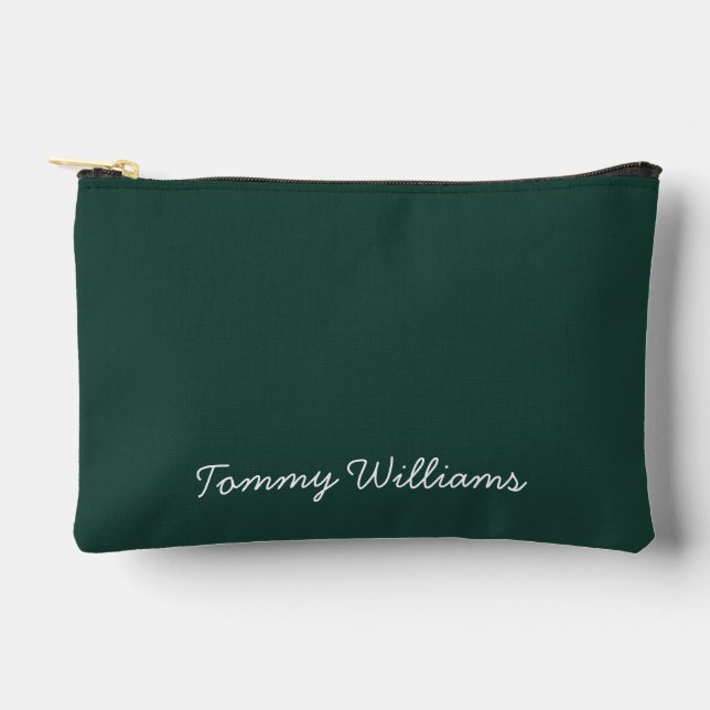 Minimalistisch Emerald Green Beruflich Simple Zubehörtasche (Vorderseite)