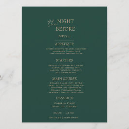 Minimalistisch Emerald Green in der Nacht vor der  Menükarte