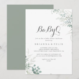 Minimalistisch Eucalyptus BabyQ Baby Duschgrill Einladung