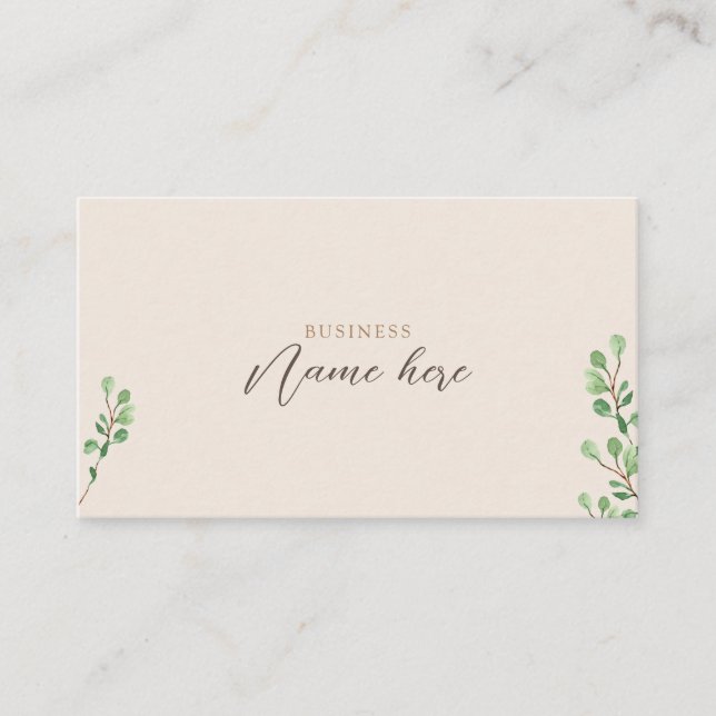 Minimalistisch Eucalyptus Boho Beruflich Chic Visitenkarte (Vorderseite)