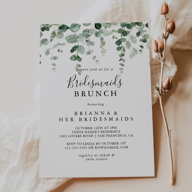 Minimalistisch Eukalyptus Bridesmaids Brunch Dusch Einladung (Von Creator hochgeladen)