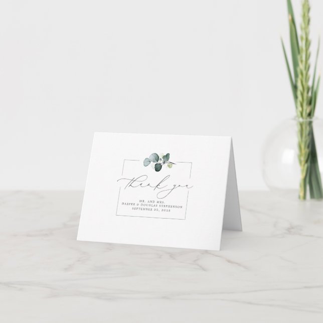Minimalistisch Eukalyptus Greenery Elegant Vielen  Dankeskarte (Vorderseite)