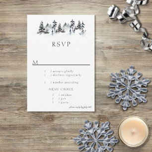Minimalistisch Evergreen Mountain Green Slate Blue RSVP Karte