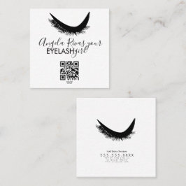 Minimalistisch Eyelash Girly Salon Beauty Schwarz- Quadratische Visitenkarte