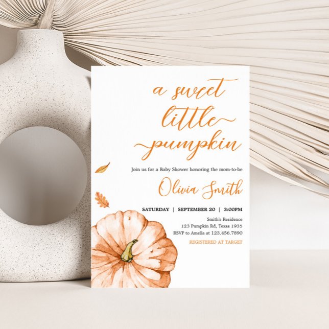 Minimalistisch Fall Little Pumpkin Baby Dusche Einladung (Minimalist Fall Autumn Pumpkin Baby Shower Invitation)