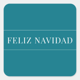Minimalistisch Feliz Navidad Aquamarin White Chris Quadratischer Aufkleber