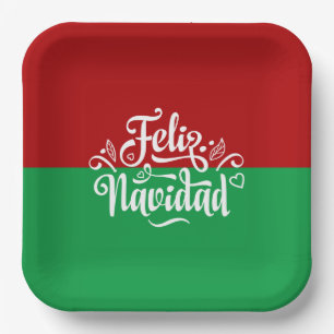 Minimalistisch Feliz Navidad Spanisch Frohe Weihna Pappteller