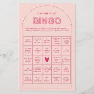 Minimalistisch finden Sie das Gast-Bingo-Brautpart