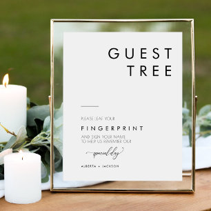 Minimalistisch Fingerprint Wedding Guest Tree Sign Poster