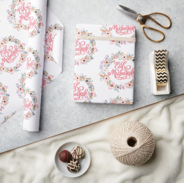 Minimalistisch Floral Eid Mubarak | Eid Gift Geschenkpapier (Kunsthandwerk)