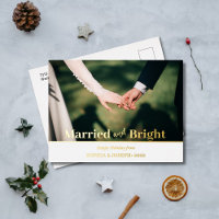 Minimalistisch Foil Foto Merry and Bright Newlywed