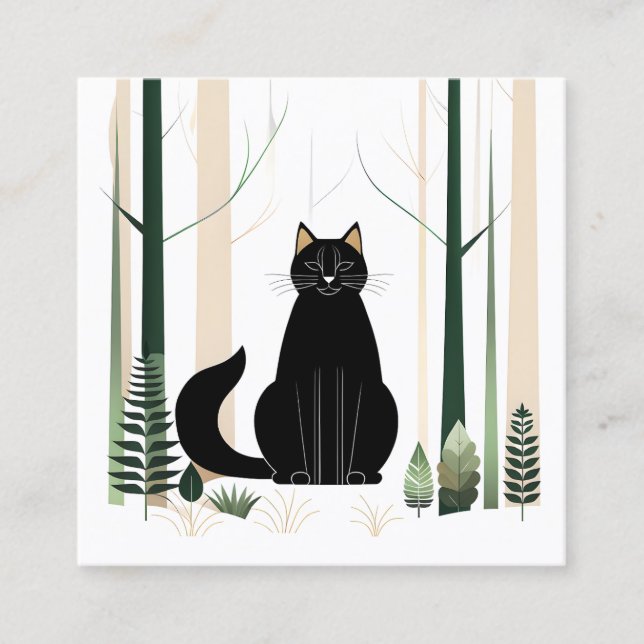Minimalistisch Forest Cat ist eine neue Katzenrass Quadratische Visitenkarte (Vorderseite)