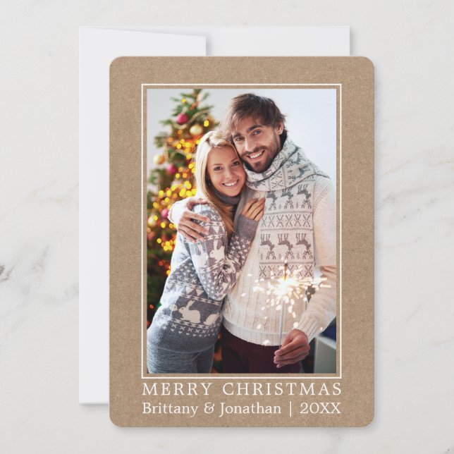 Minimalistisch Frohe Weihnachten Couple Foto Kraft (Vorderseite)