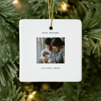 Minimalistisch frohe Weihnachten mit Foto Keramikornament