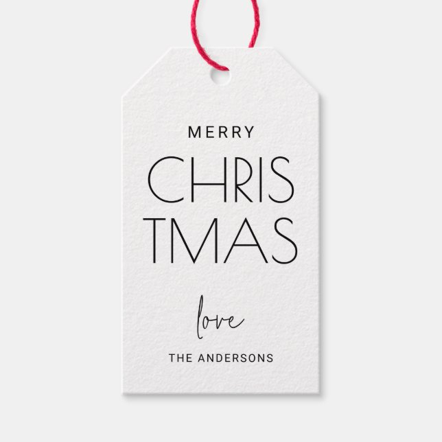 Minimalistisch frohe Weihnachten | Moderner Urlaub Geschenkanhänger (Vorderseite)