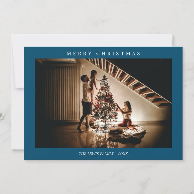 Minimalistisch Frohe Weihnachten Navy Blue Foto (Vorderseite)