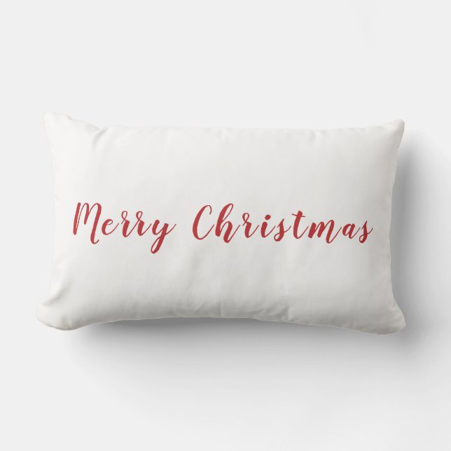 Minimalistisch frohe Weihnachten Roter Text weiß Lendenkissen (Vorderseite)