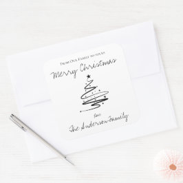 Minimalistisch Frohe Weihnachten Schwarz-weißer Na Quadratischer Aufkleber