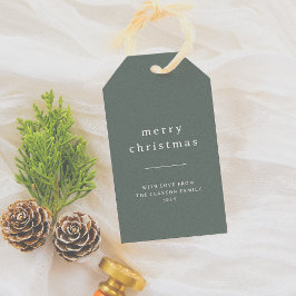 Minimalistisch frohe Weihnachten und Familienname  Geschenkanhänger