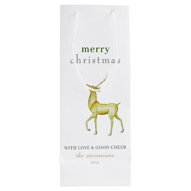 Minimalistisch Frohe Weihnachts-Goldrinder Geschenktüte Für Weinflaschen (Rückseite)