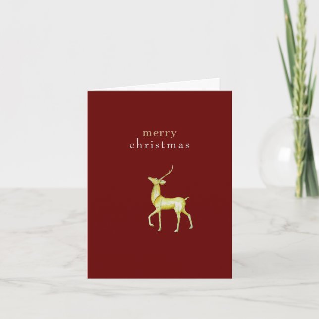Minimalistisch Frohe Weihnachts-Goldrinder Karte (Vorderseite)