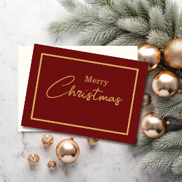 Minimalistisch frohe Weihnachts-Rot & Gold Feiertagskarte