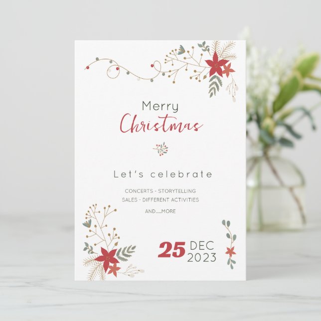 Minimalistisch frohe Weihnachtsverkäufen, glücklic Einladung (Stehend Vorderseite)