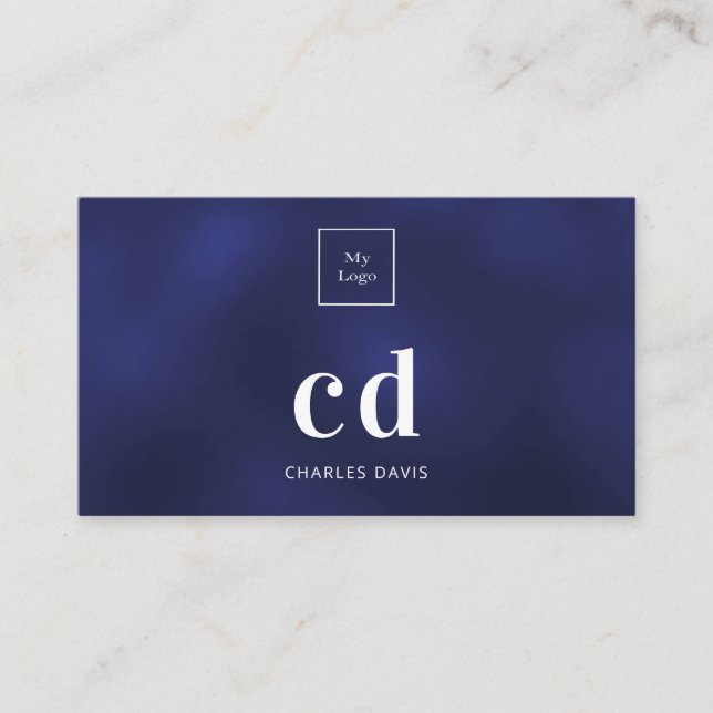 Minimalistisch für blau-weiße Monogramm-Zeichen Visitenkarte (Vorderseite)