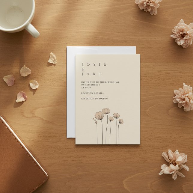 Minimalistisch Garden Blooms Hochzeit Einladung (Minimalist Garden Blooms Wedding Invitation.)