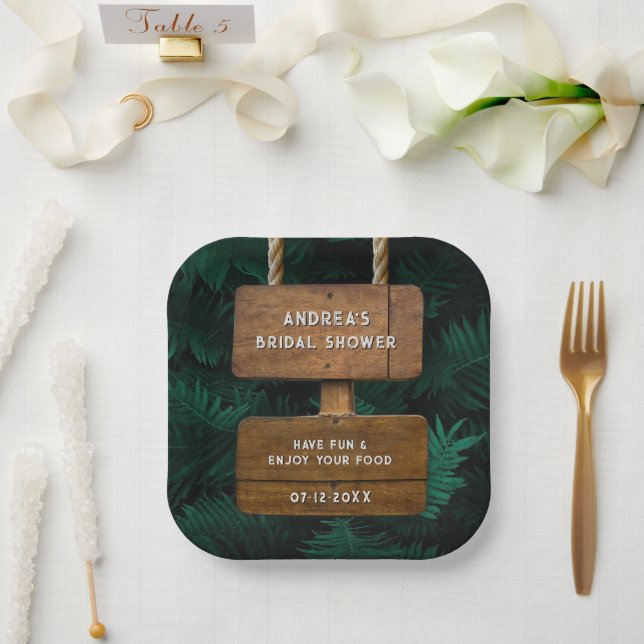 Minimalistisch Garden Brautparty Fern Blätter Nied Pappteller (Hochzeit)