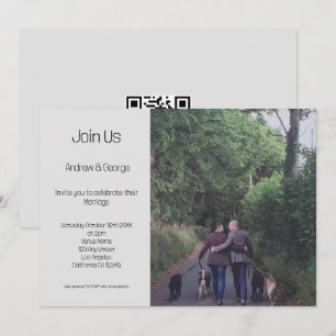 Minimalistisch Gay LGBGQ QR Code Gray Wedding Einladung