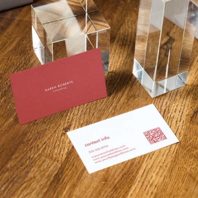 Minimalistisch gebrannte rote Linen weiße Typograf Visitenkarte (Von Creator hochgeladen)