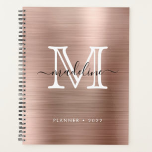 Minimalistisch gebürstetes Metall Rose Gold Modern Planer