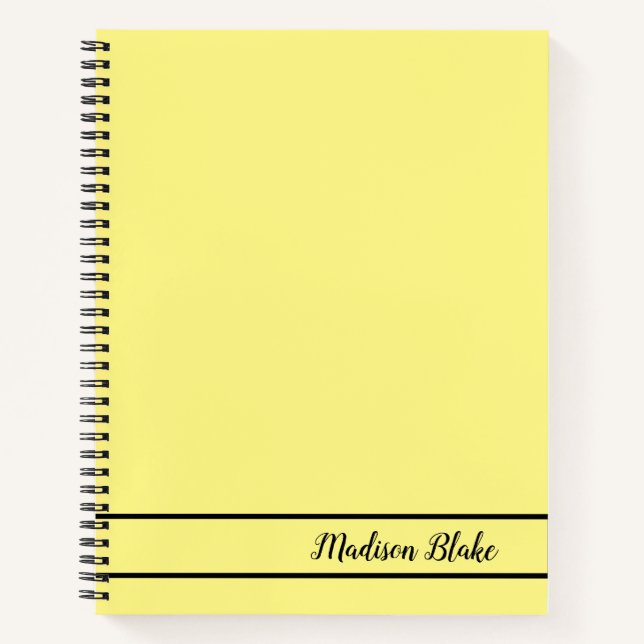 Minimalistisch gelb einfacher, benutzerdefinierbar notizbuch (Vorderseite)