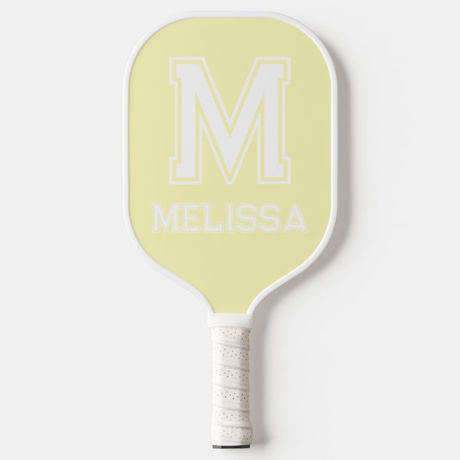 Minimalistisch-Gelb-Monogramm Pickleball Schläger (Vorderseite)