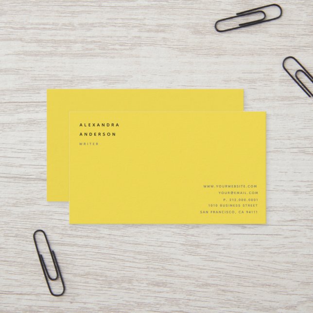 Minimalistisch-Gelbe Berufliche Visitenkarte (Vorderseite/Rückseite Beispiel)