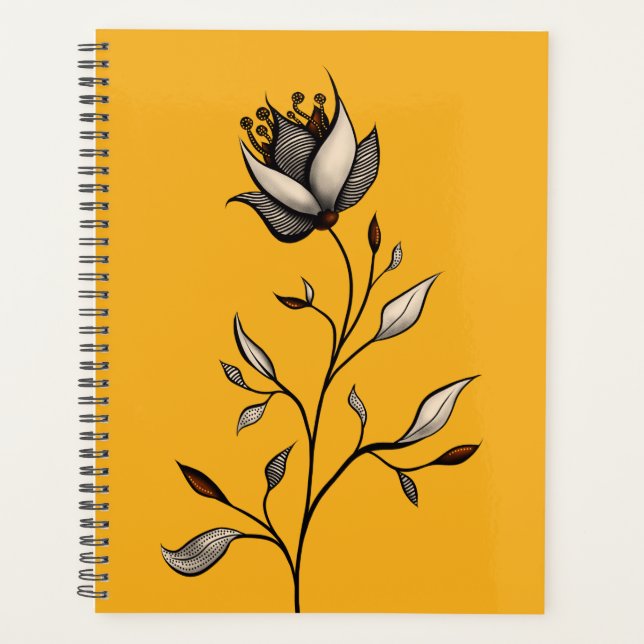 Minimalistisch Gelbe Blume Abstrakte Kunst Planer (Vorderseite)