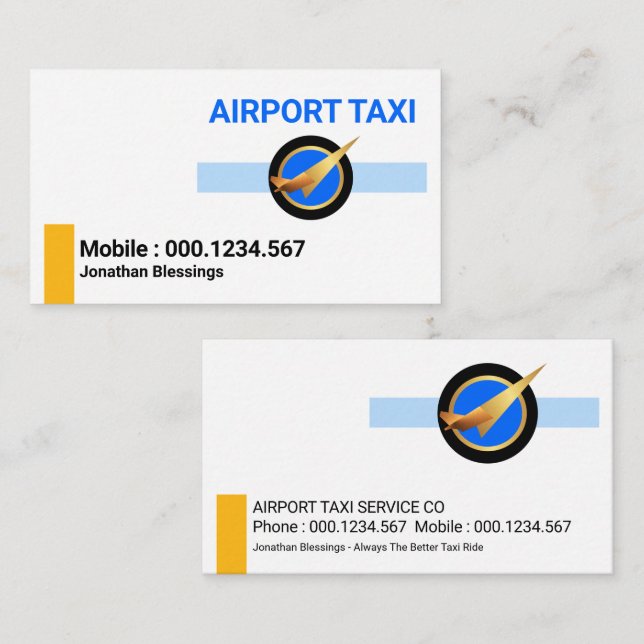 Minimalistisch-Gelbe Taxilinien Visitenkarte (Vorne/Hinten)