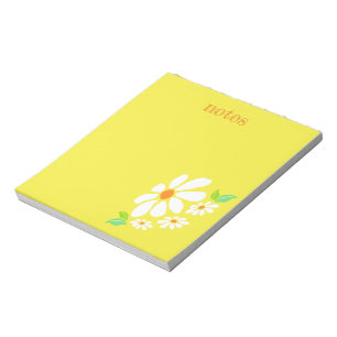 Minimalistisch Gelbe und weiße Blume Notizblock