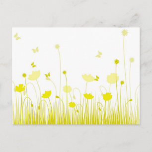 Minimalistisch Gelbe und weiße Pfoten Wiesenblume Postkarte