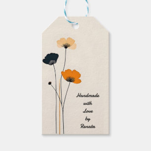 Minimalistisch-Gelbschwarz-Orange-Blume Geschenkanhänger