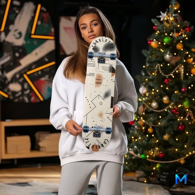 Minimalistisch Geometrie mit Beige und Schwarz Skateboard (Von Creator hochgeladen)