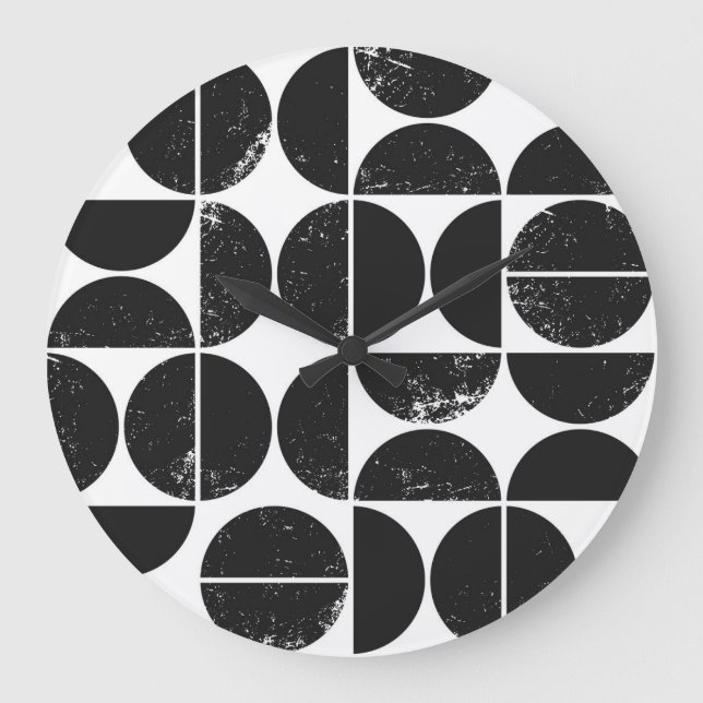 Minimalistisch geometrisch: Skandinavische Halbkre Große Wanduhr (Vorderseite)