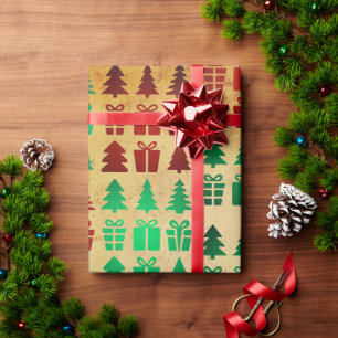 Minimalistisch geometrische Rasterstreifen rot und Geschenkpapier